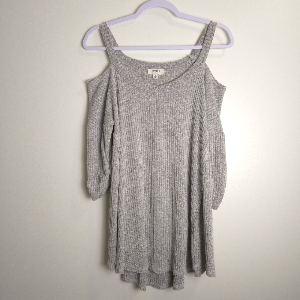 UMGEE Cold Shoulder 3/4 Sleeve Shirring Sleeve Cozy Comfy Top S
